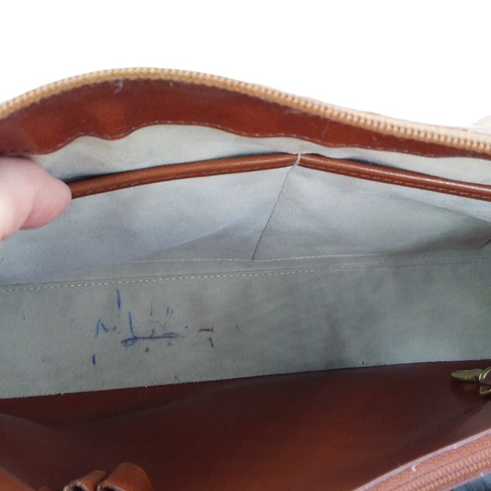 Vtg Brahmin Toasted Melbourne Stacy Crossbody Bag Croc Embossed Leather Brass - Picture 16 of 16